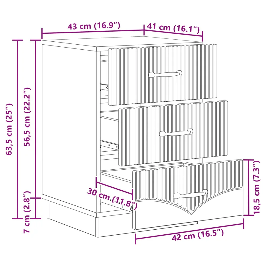 Cabinet de chevet Blanc 43 x 41 x 63,5 cm Bois d'ingénierie - 8