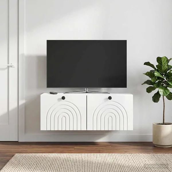 Meuble TV mural Montage mural Blanc brillant 78,5 x 41 x 30 cm