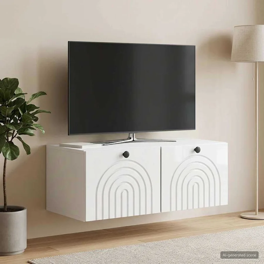 Meuble TV mural Montage mural Blanc brillant 78,5 x 41 x 30 cm - 4