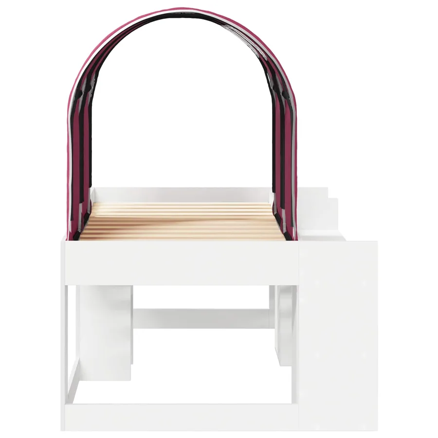 Lit avec Tunnel 3 pc Blanc et rouge Bois d'ingénierie - 7