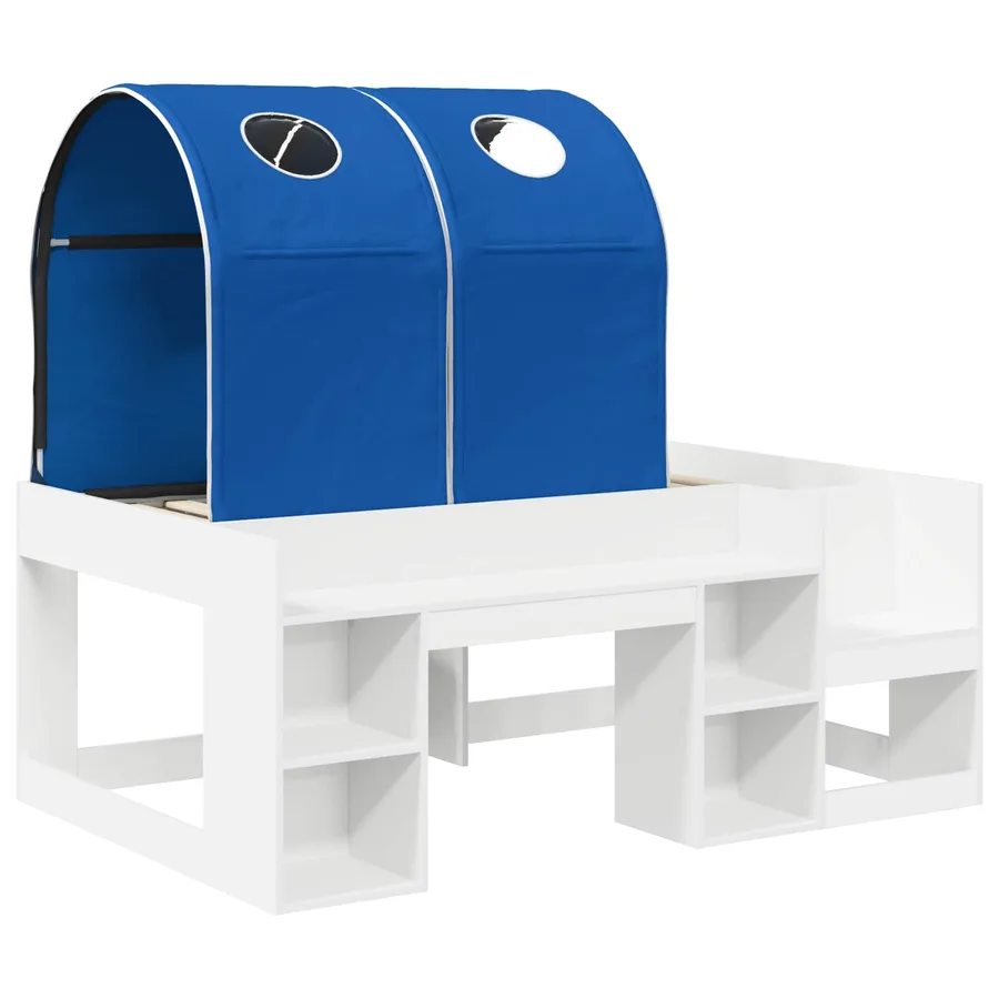 Lit avec Tunnel 3 pc Blanc et bleu Bois d'ingénierie - 3