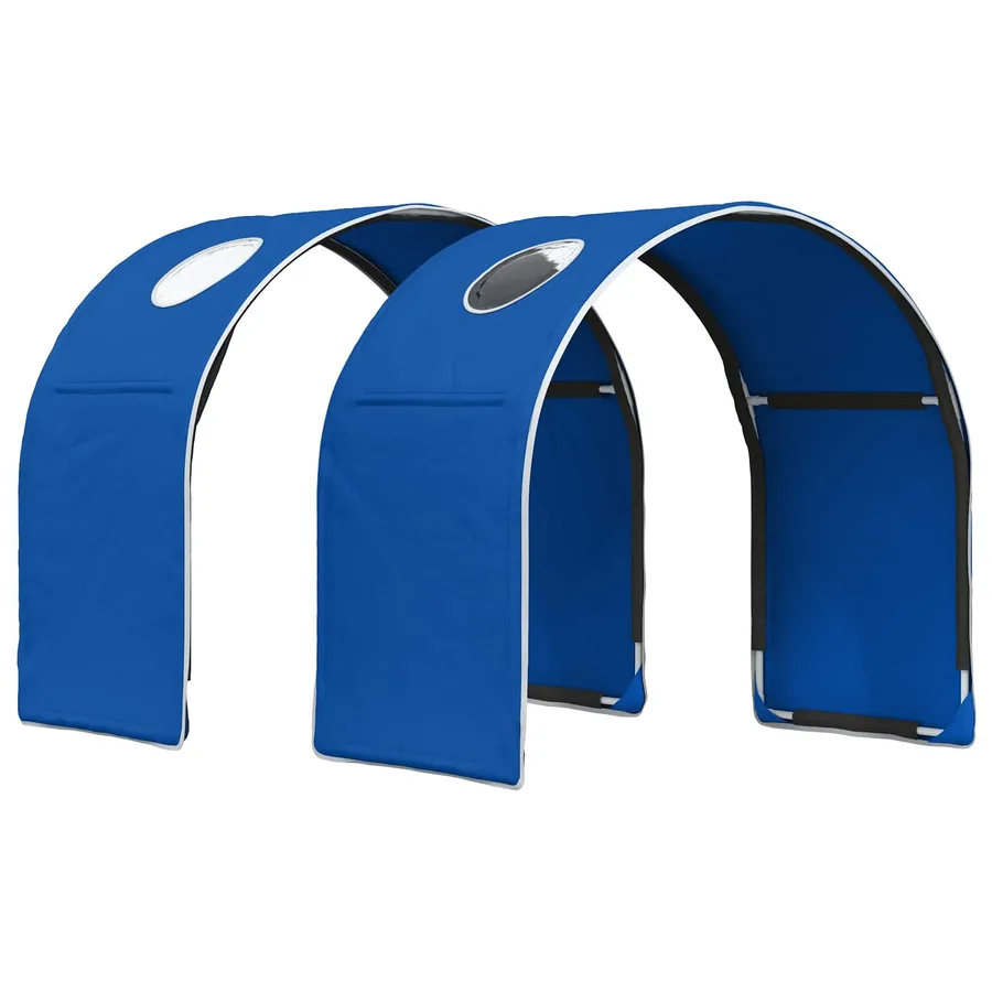 Lit avec Tunnel 3 pc Blanc et bleu Bois d'ingénierie - 5