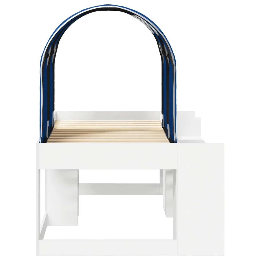 Lit avec Tunnel 3 pc Blanc et bleu Bois d'ingénierie - 7