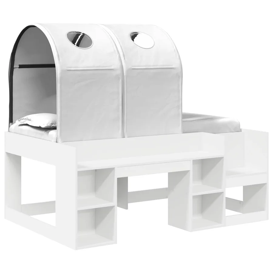 Lit avec Tunnel avec étagère 3 pc Blanc Bois d'ingénierie - 2