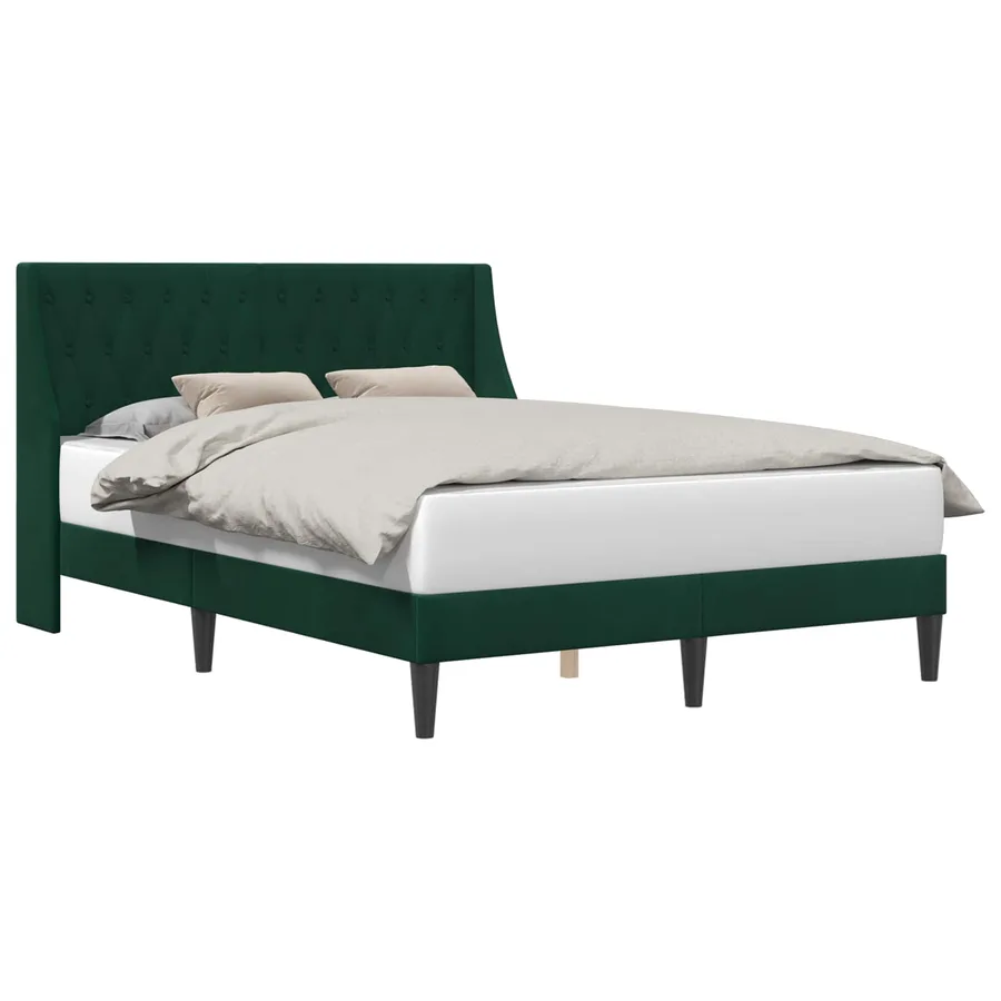 Cadre de lit avec tête de lit Vert foncé 120 x 190 cm Velours - 2