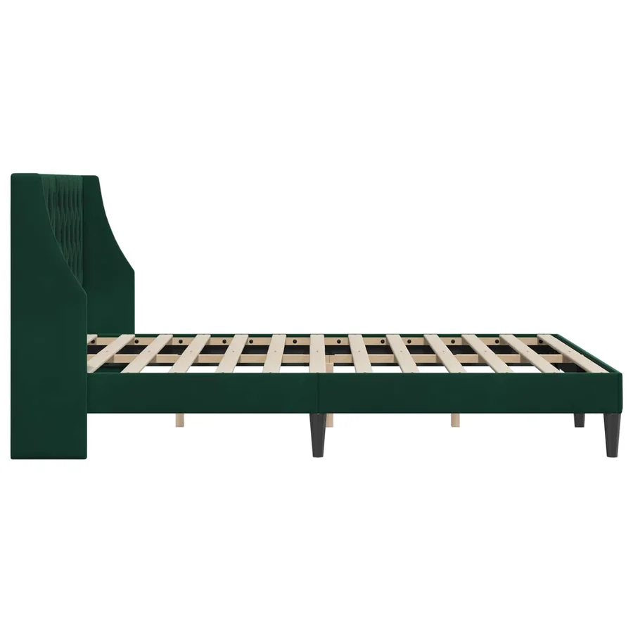 Cadre de lit avec tête de lit Vert foncé 120 x 190 cm Velours - 5