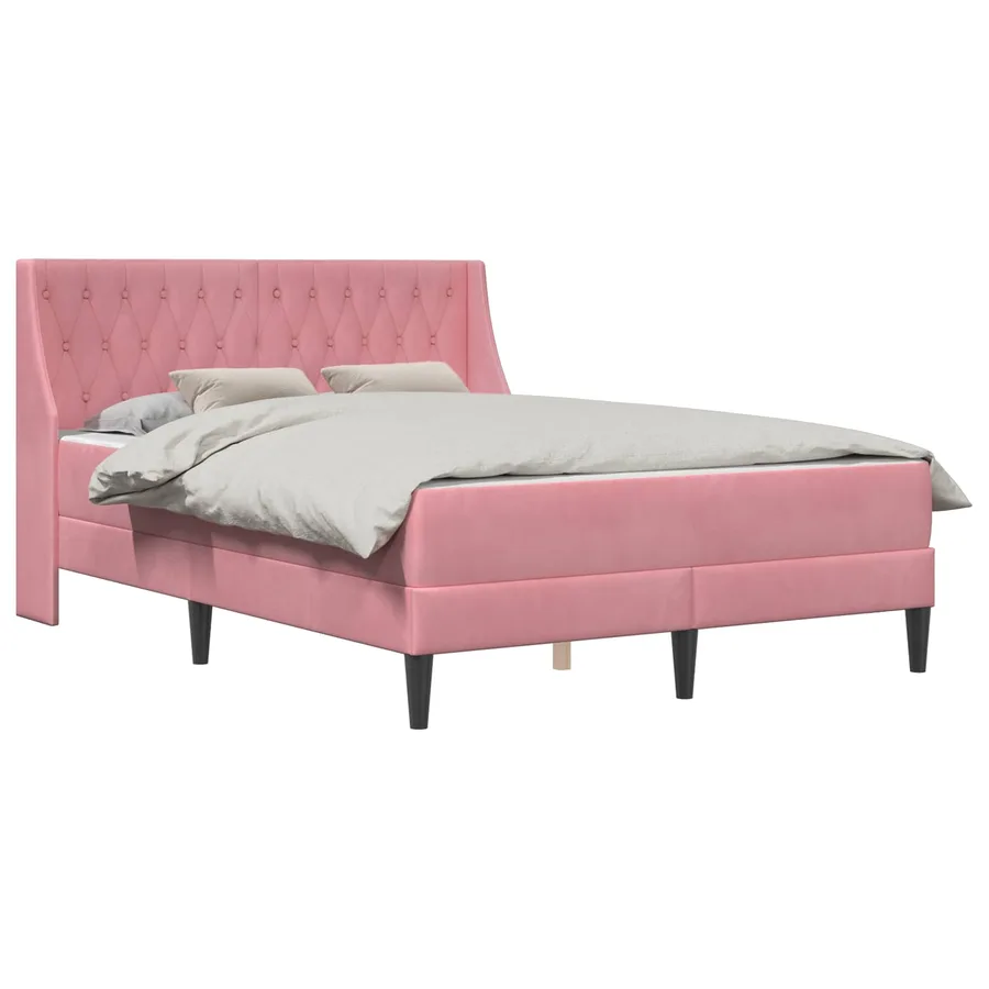 Cadre de lit avec matelas Rose 120 x 190 cm Velours - 2