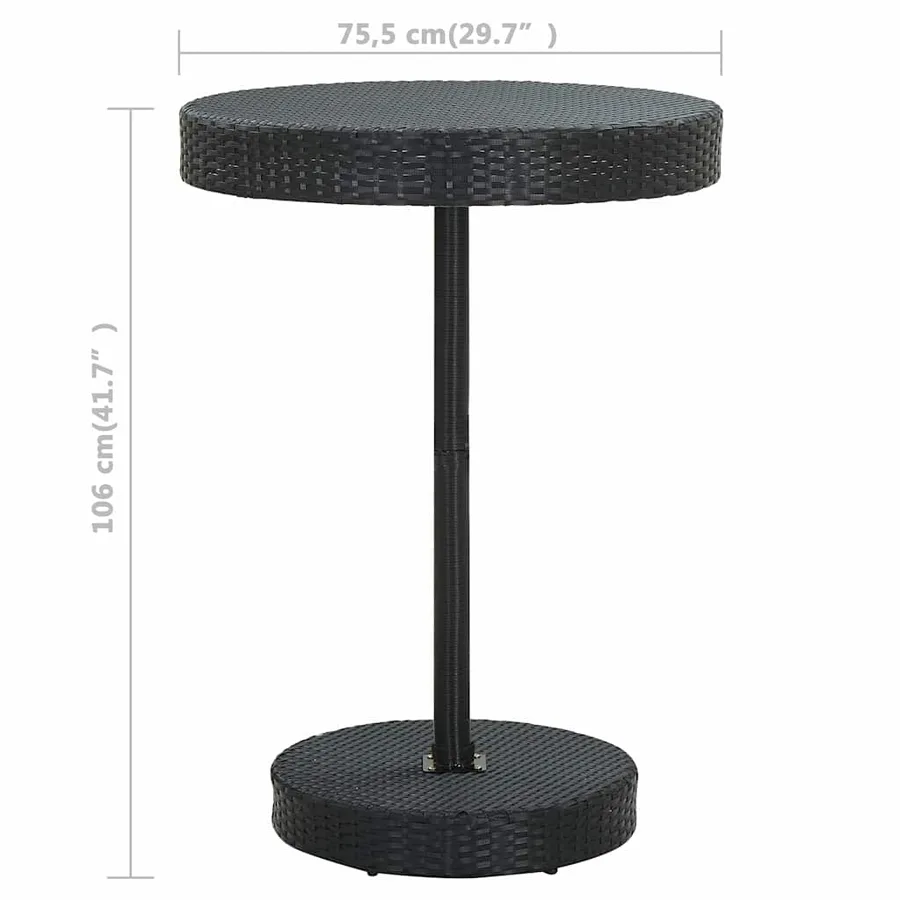Garden Bar Set 5 pcs and Cushions Poly Rattan Black - 11