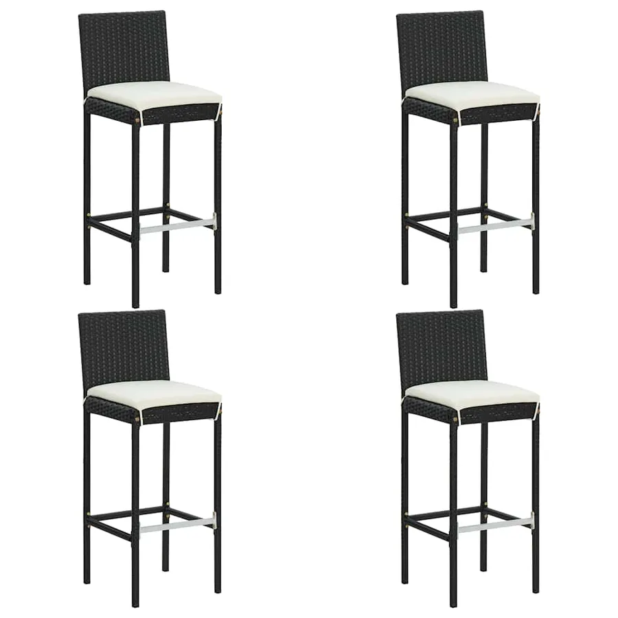 Ensemble de bar de jardin 5 pcs et coussins Résine tressée Noir - 6