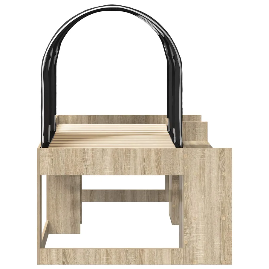Lit avec Tunnel 3 pc Chêne Sonoma et noir Bois d'ingénierie - 7