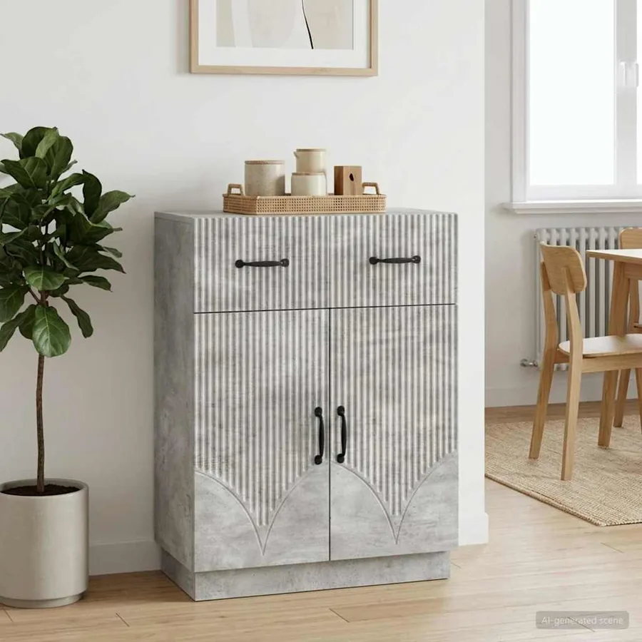 Buffet Gris béton 66 x 34,5 x 87 cm Bois d'ingénierie