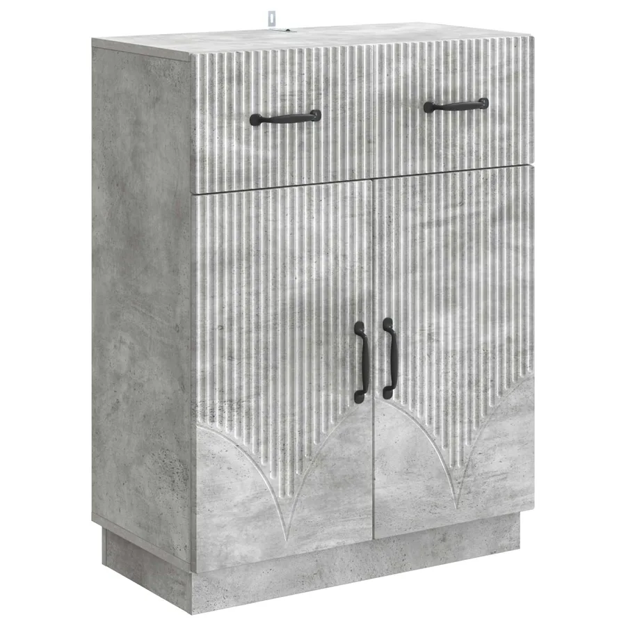Buffet Gris béton 66 x 34,5 x 87 cm Bois d'ingénierie - 2