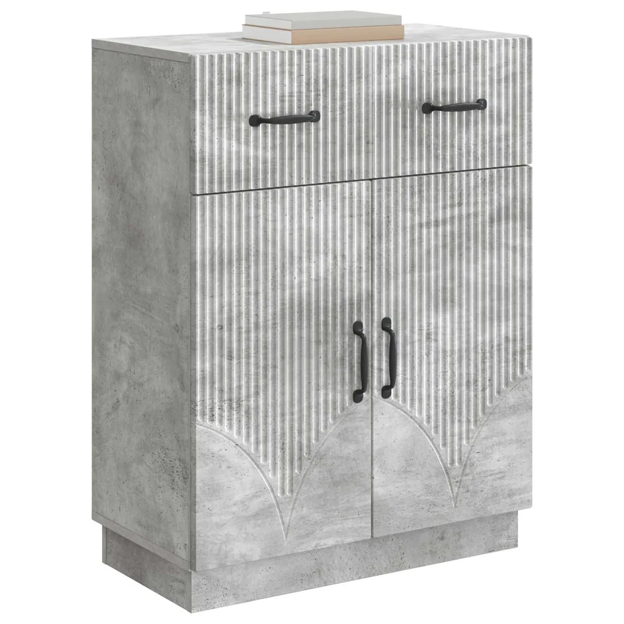 Buffet Gris béton 66 x 34,5 x 87 cm Bois d'ingénierie - 3