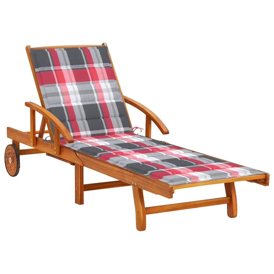 Chaise longue de jardin avec coussin Bois d'acacia solide
