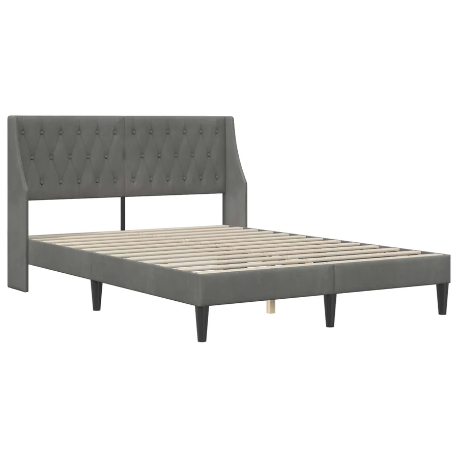 Cadre de lit avec matelas Gris foncé 140 x 200 cm Velours - 4