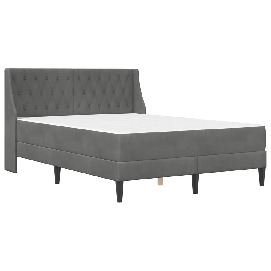 Cadre de lit avec matelas Gris foncé 120 x 190 cm Velours - 3