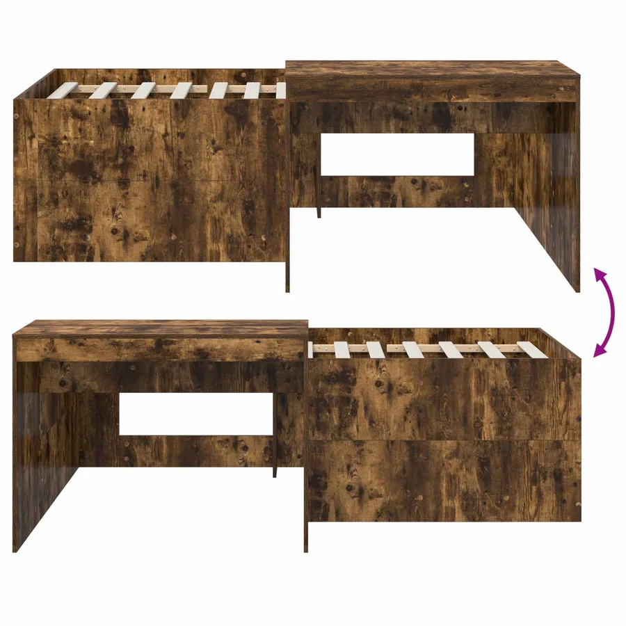 Lit haut pour enfants avec bureau Chêne fumé 90 x 200 cm - 8