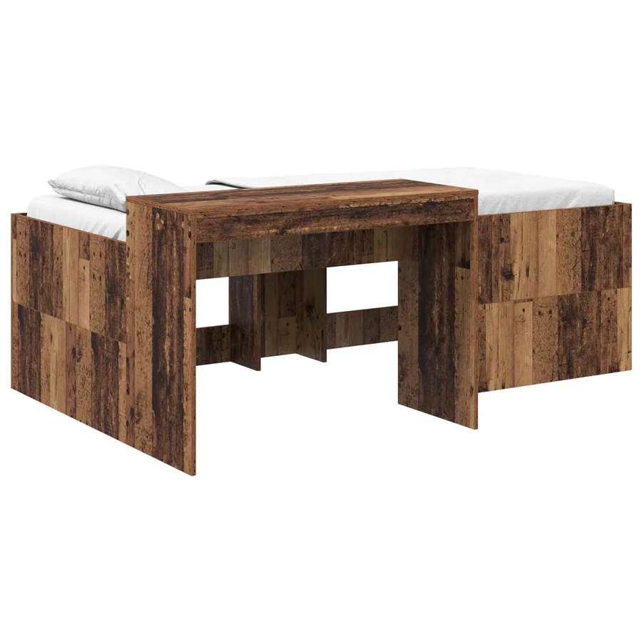 Lit haut pour enfants avec bureau Bois ancien 90 x 200 cm - 2