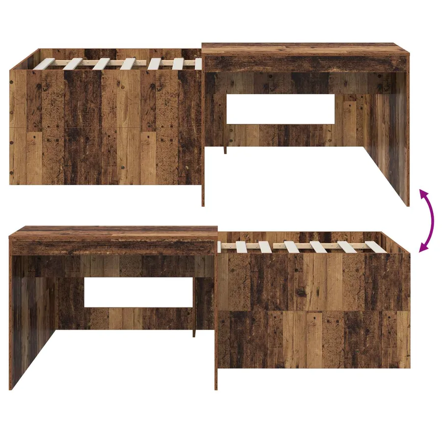 Lit haut pour enfants avec bureau Bois ancien 90 x 200 cm - 8