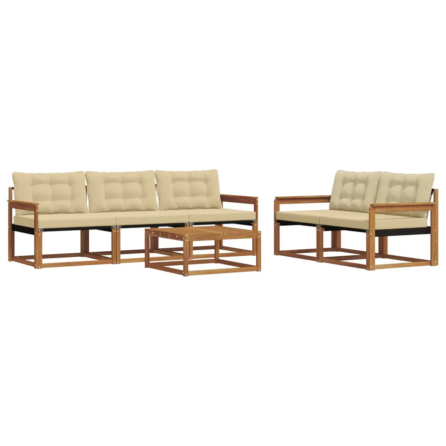 Ensemble de canapés d'extérieur 6 pcs Naturel et Beige - 2