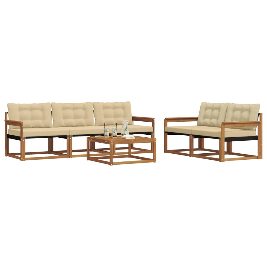 Ensemble de canapés d'extérieur 6 pcs Naturel et Beige - 3