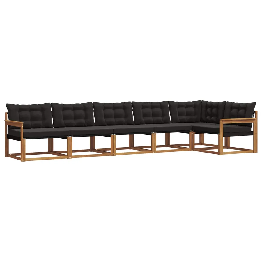 Ensemble de canapés d'extérieur 6 pcs Naturel et Noir - 2