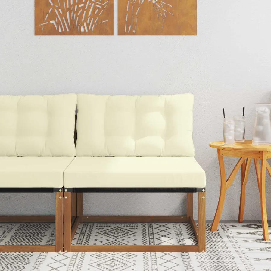 Sofa de milieu extérieur Bois d'acacia massif et Textilène