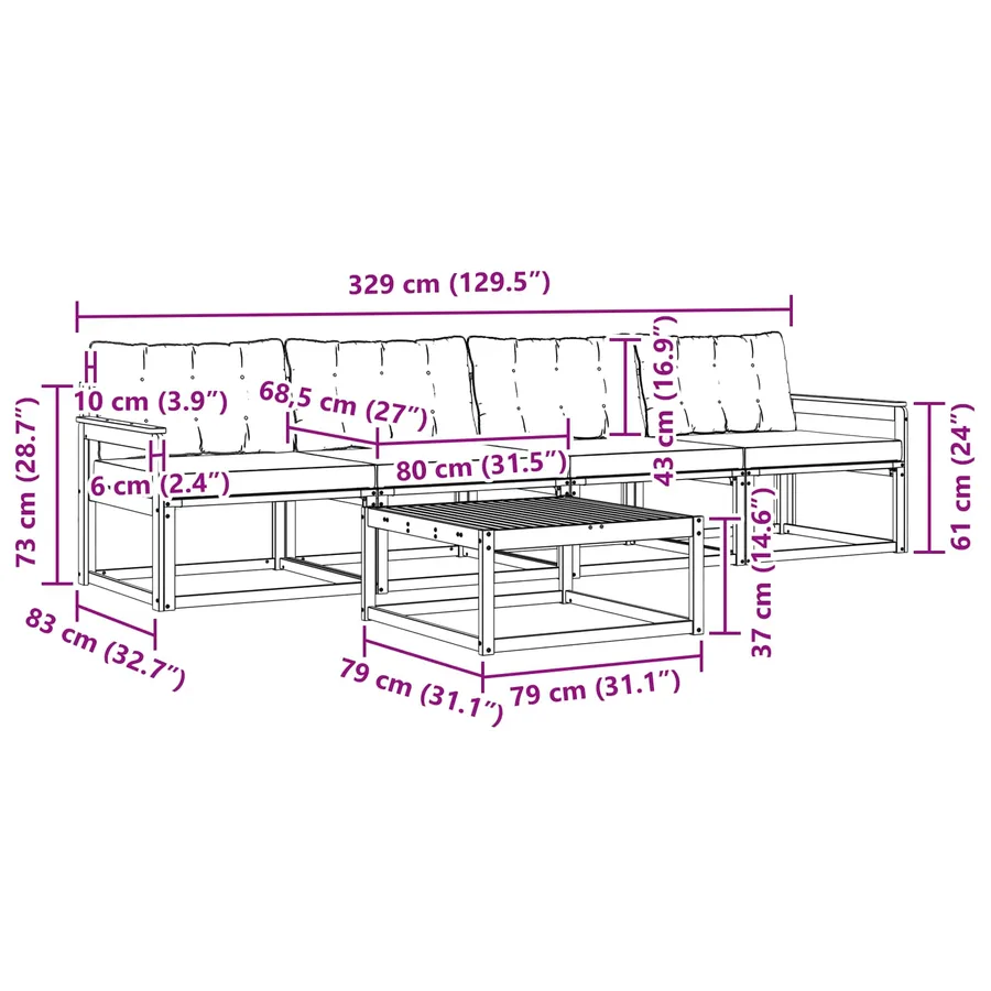 Ensemble de canapés d'extérieur 5 pcs Gris Naturel et Clair - 11