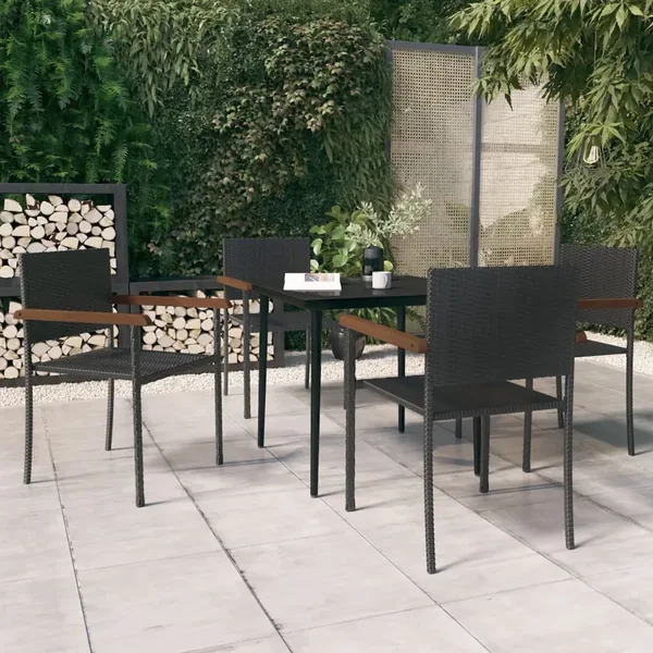 Garden Dining Set 5 pcs Black