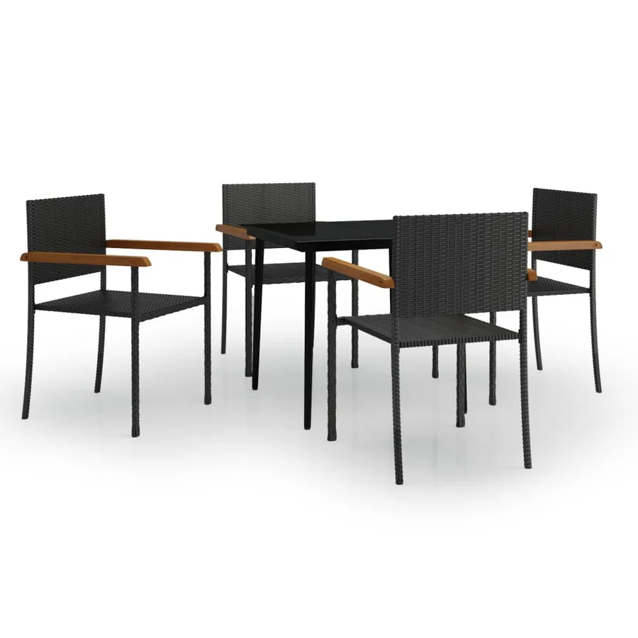 Ensemble à manger de jardin 5 pcs Noir - 2