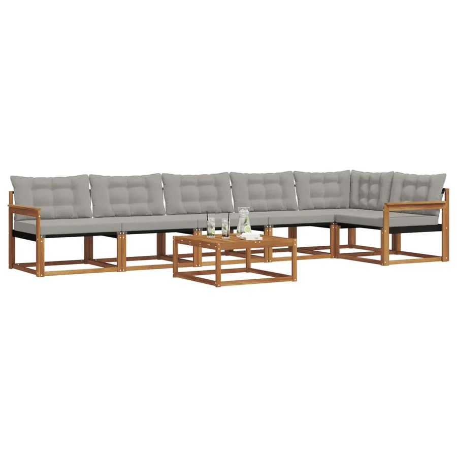 Ensemble de canapés d'extérieur 7 pcs Gris Naturel et Clair - 3