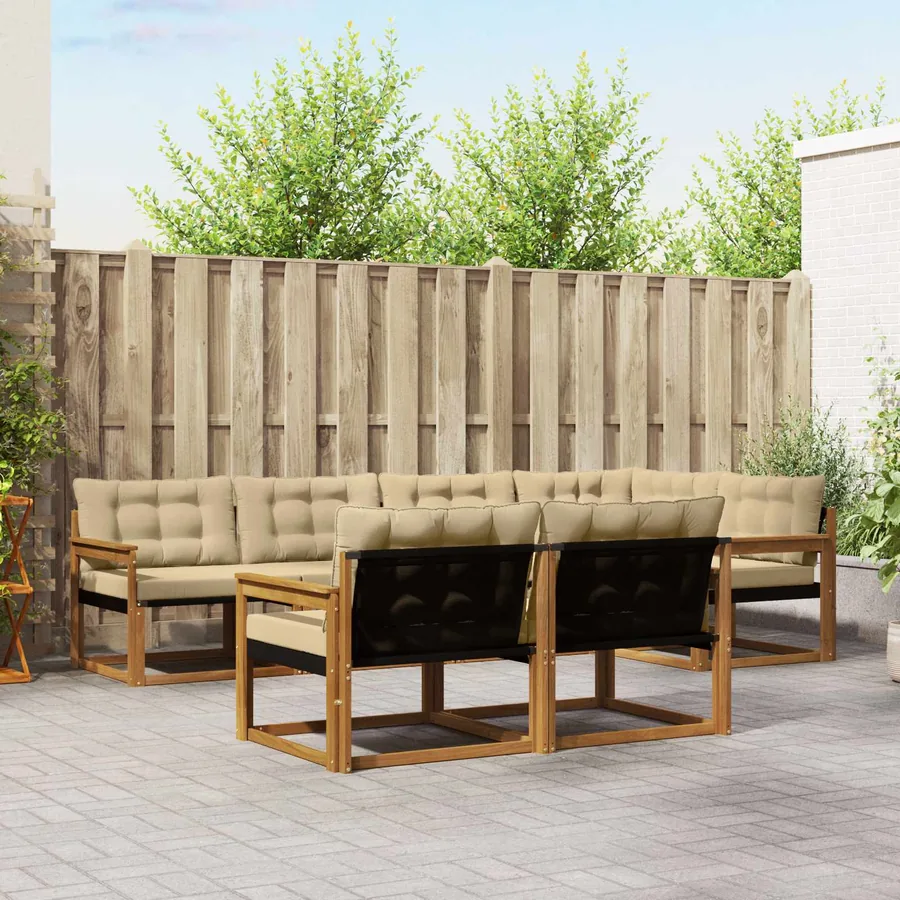 Ensemble de canapés d'extérieur 7 pcs Naturel et Beige