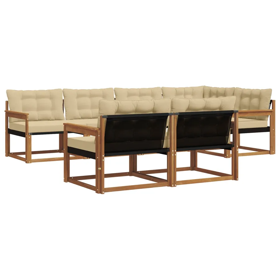 Ensemble de canapés d'extérieur 7 pcs Naturel et Beige - 2