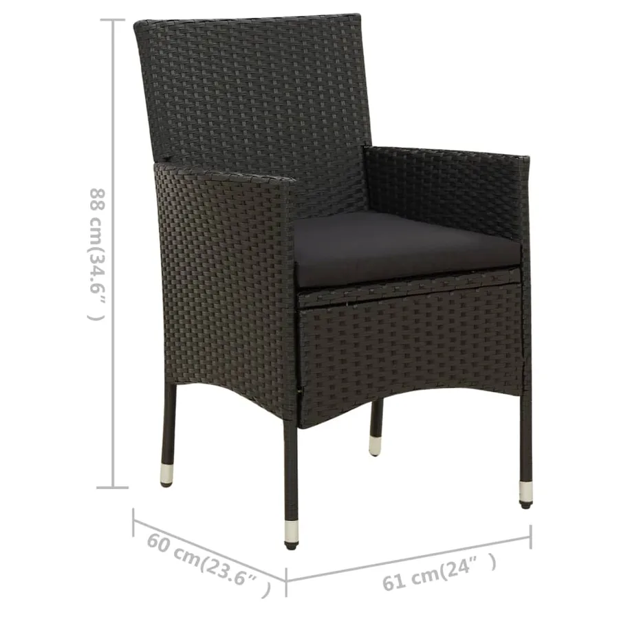 Ensemble à manger d'extérieur 9pcs coussins résine tressée noir - 10