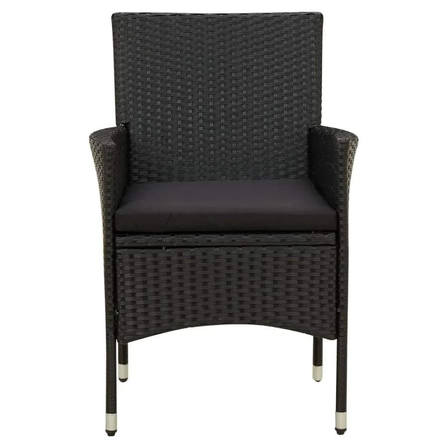 Ensemble à manger d'extérieur 9pcs coussins résine tressée noir - 4