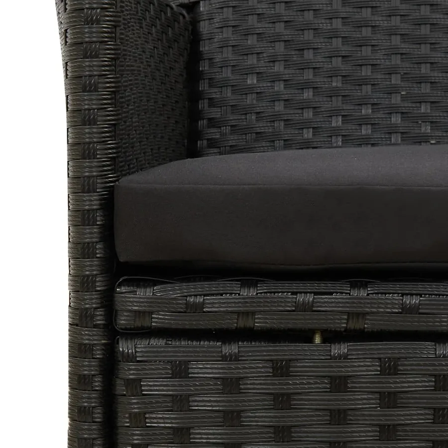 Ensemble à manger d'extérieur 9pcs coussins résine tressée noir - 7