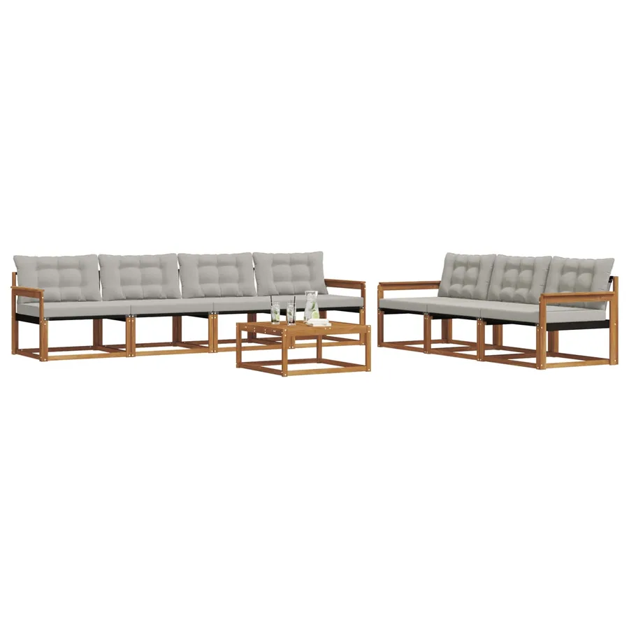 Ensemble de canapés d'extérieur 8 pcs Gris Naturel et Clair - 3