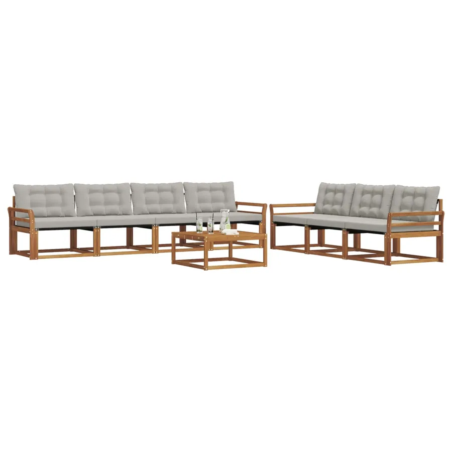 Ensemble de canapés d'extérieur 8 pcs Gris Naturel et Clair - 3