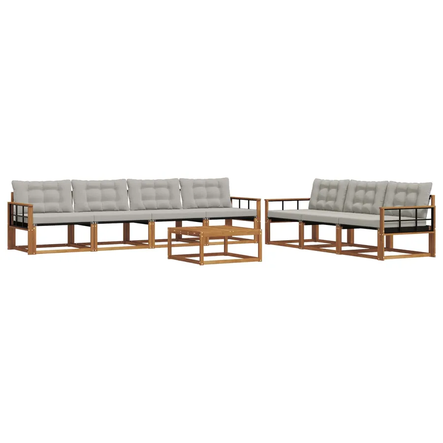 Ensemble de canapés d'extérieur 8 pcs Gris Naturel et Clair - 2