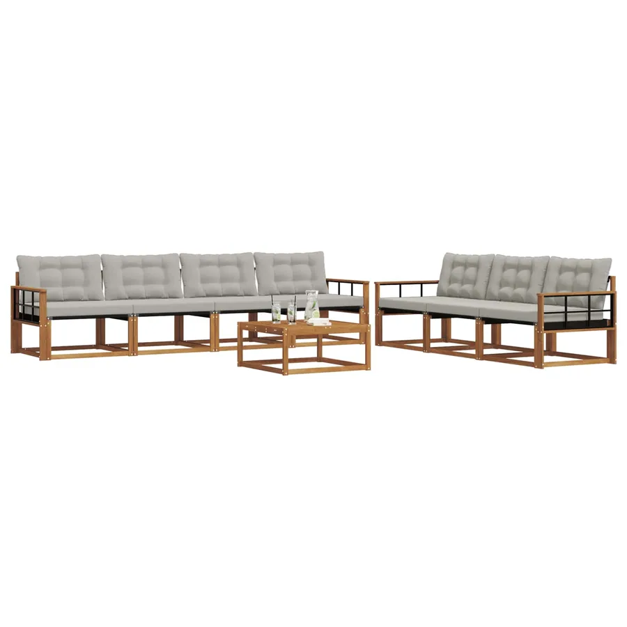 Ensemble de canapés d'extérieur 8 pcs Gris Naturel et Clair - 3