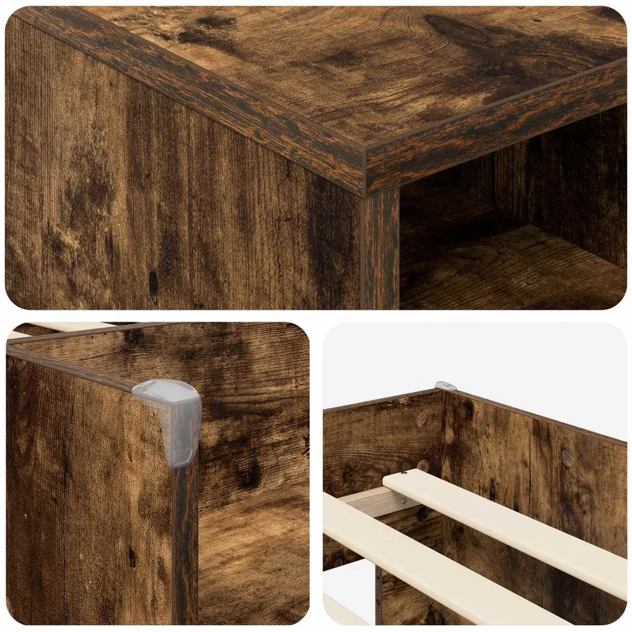 Cadre de lit en loft avec armoire avec étagère 3 pc Chêne fumé - 6