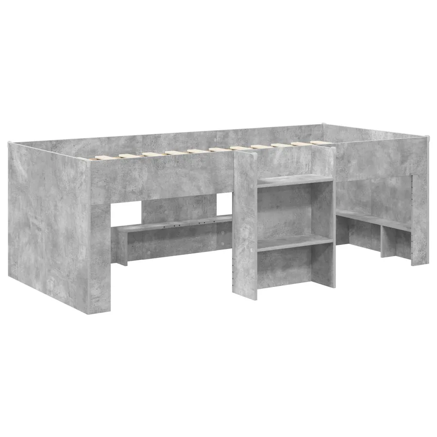 Cadre de Lit Élevé pour Enfants Gris béton 90 x 200 cm - 4