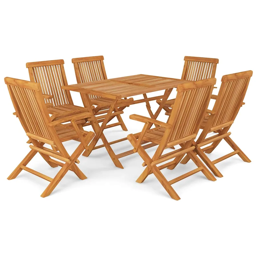 Salon de jardin 7 pcs Bois de teck massif - 2