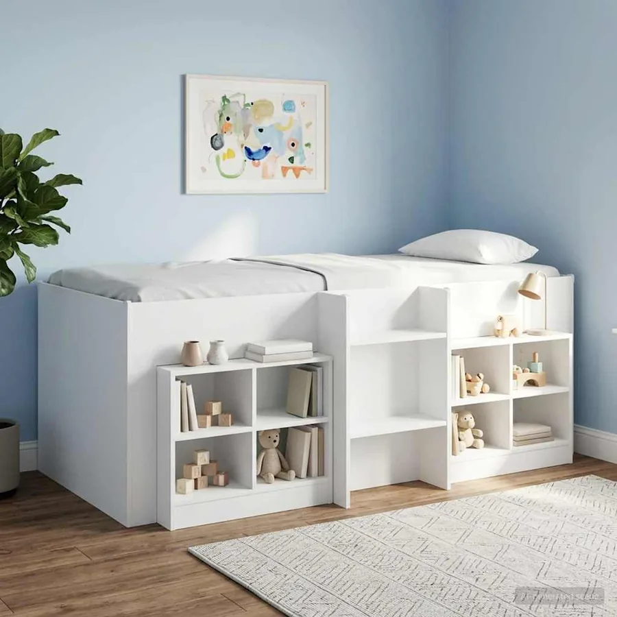 Cadre de Lit Élevé pour Enfants Blanc 90 x 190 cm