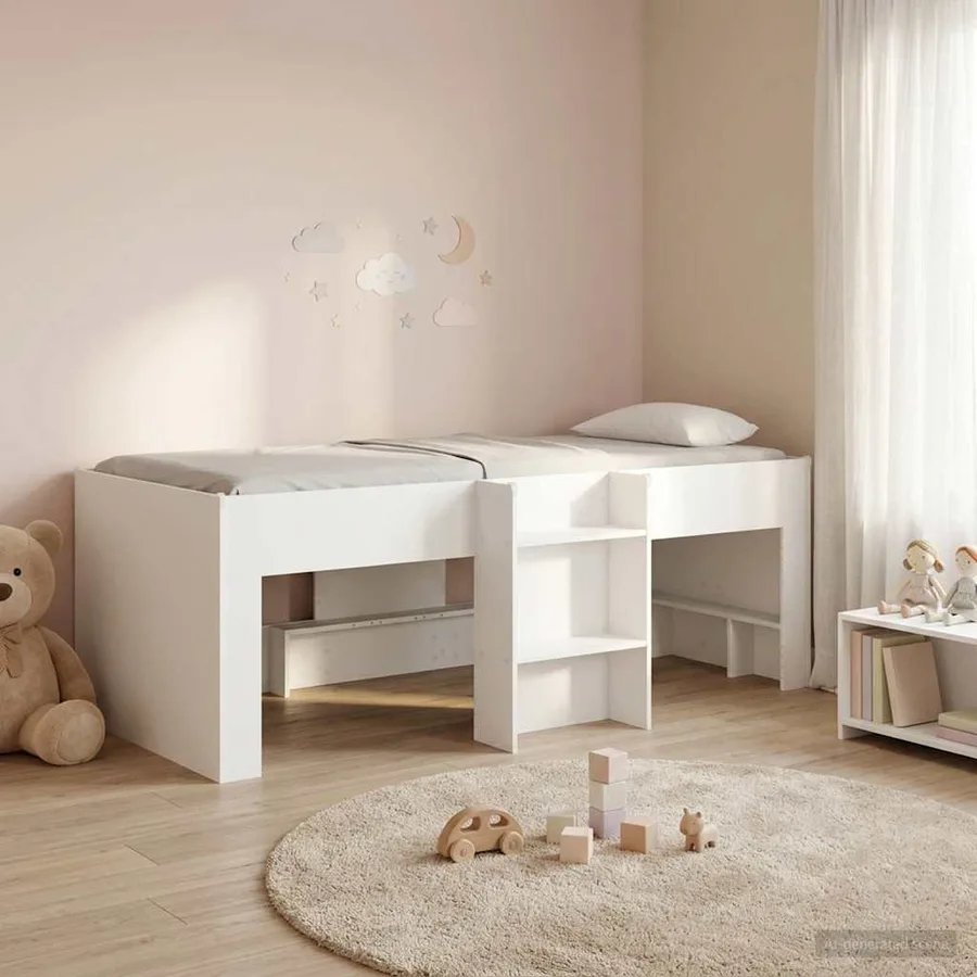 Cadre de Lit Élevé pour Enfants Blanc 90 x 190 cm - 3