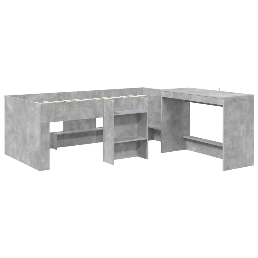 Lit haut pour enfants avec bureau 2 pc Gris béton - 3