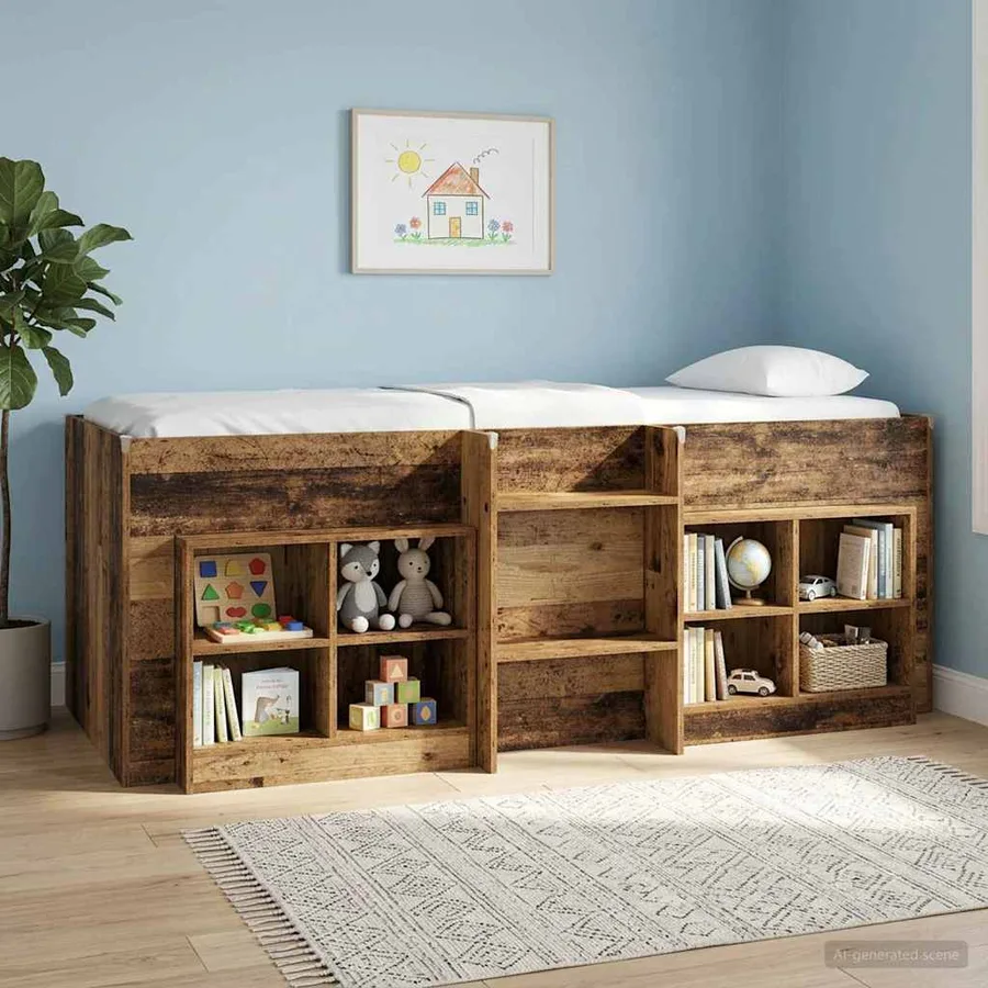 Cadre de Lit Élevé pour Enfants Bois ancien 90 x 190 cm - 3
