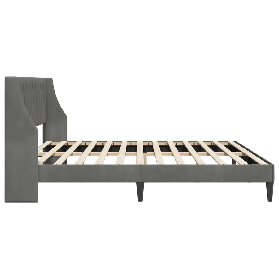 Cadre de lit avec tête de lit Gris foncé 200 x 200 cm Velours - 5