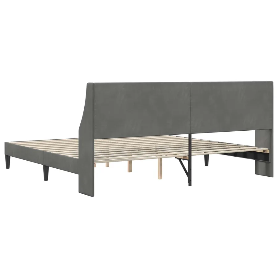 Cadre de lit avec tête de lit Gris foncé 200 x 200 cm Velours - 6