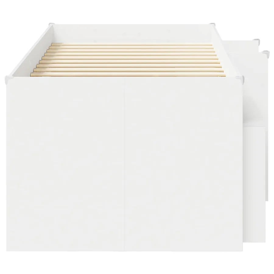 Cadre de lit en loft avec armoire 3 pc Blanc Bois d'ingénierie - 4